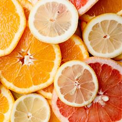 Slices of oranges, lemons and grapefruit.