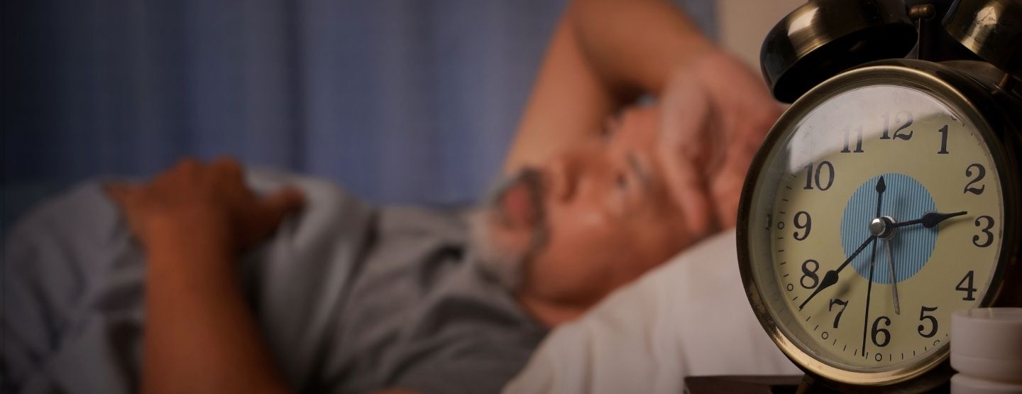Man awake in the middle of the night
