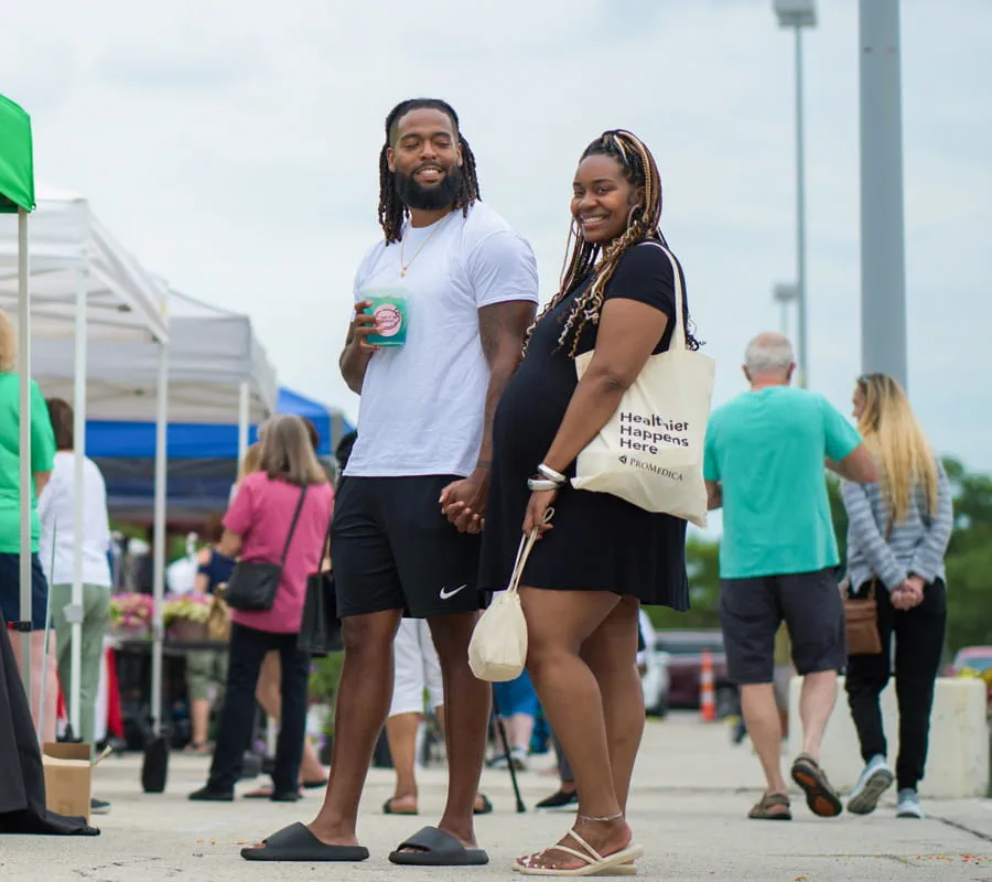 Couple at a farmers market