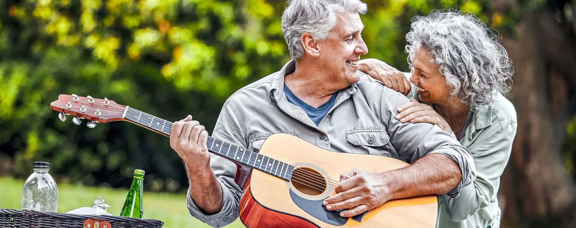 a couple enjoys a picnic