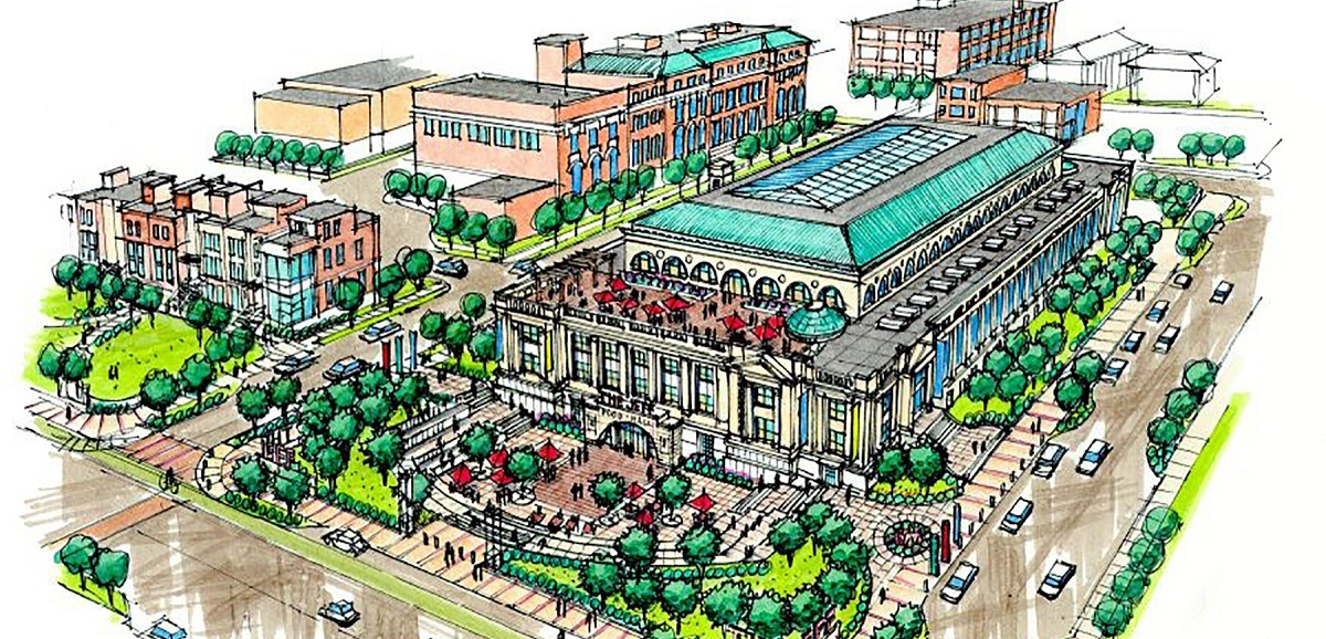 Exterior rendering of the Jefferson Center